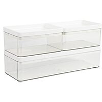Martha Stewart Grady Stackable Plastic Storage Boxes with Lids, Set of 3