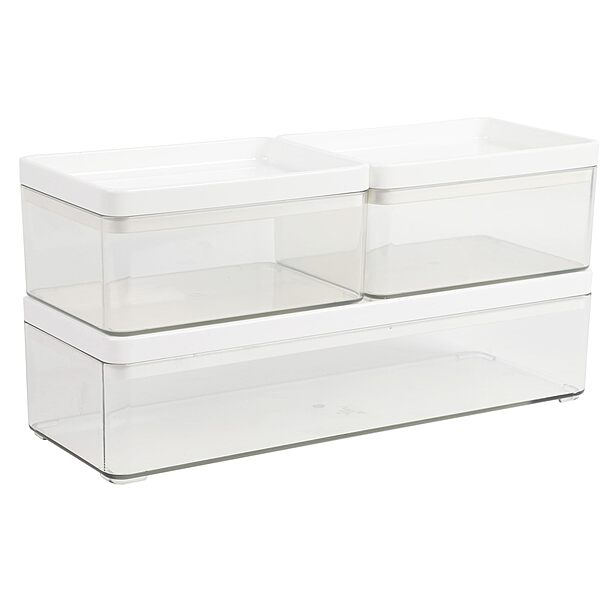 Martha Stewart Grady Stackable Plastic Storage Boxes with Lids, Set of 3