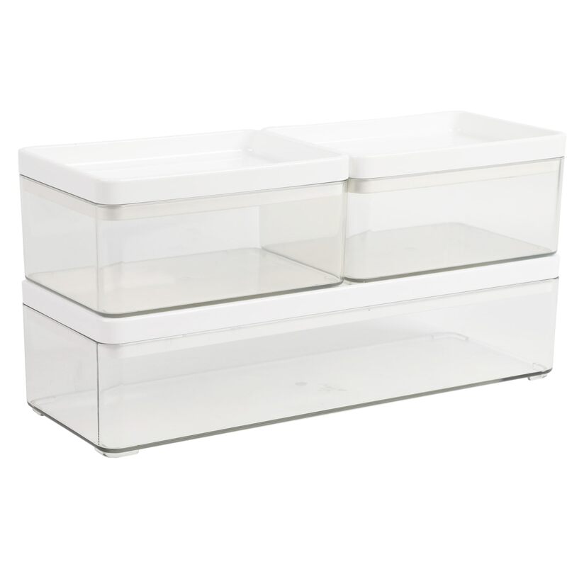 Martha Stewart Grady Stackable Plastic Storage Boxes with Lids, Set of 3