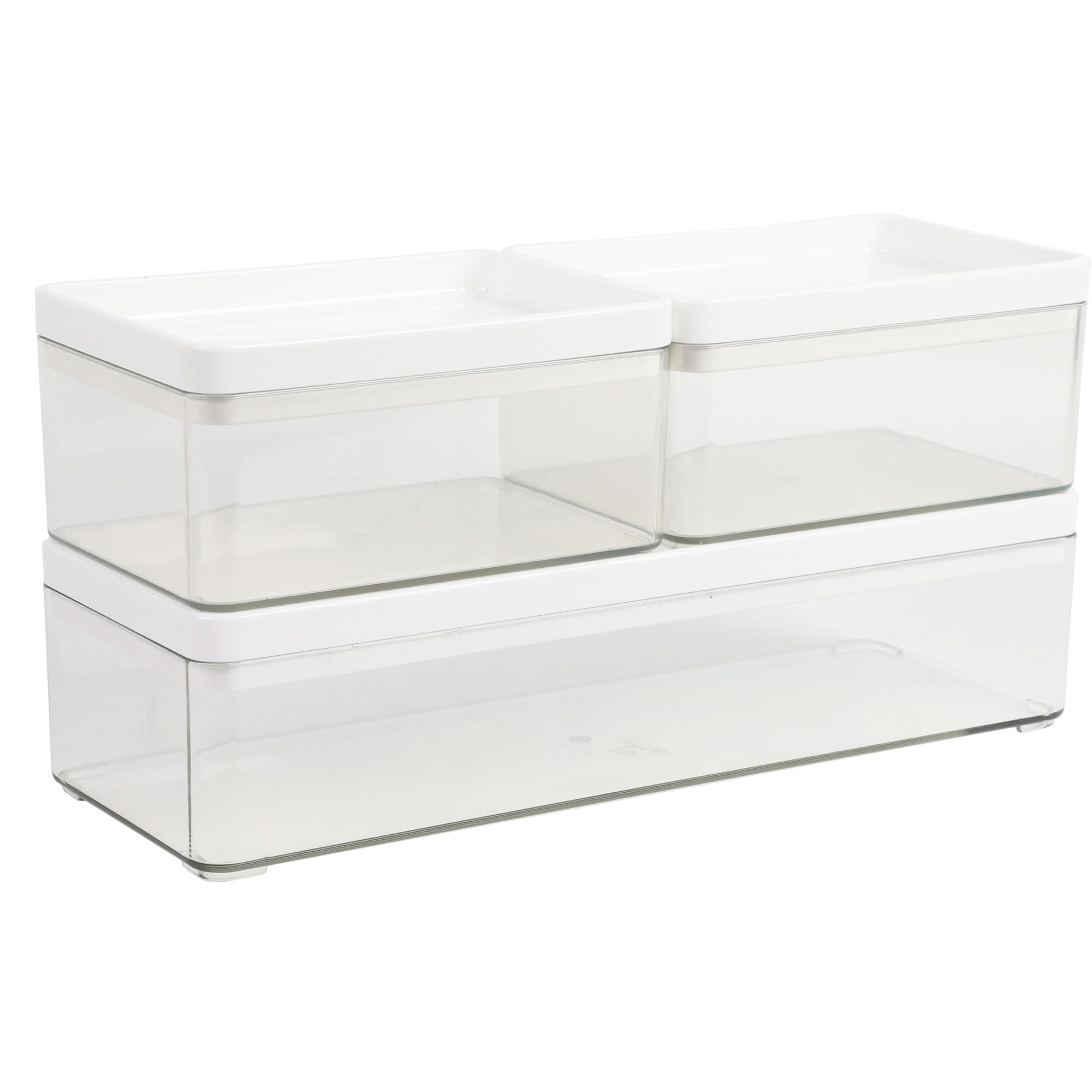 Martha Stewart Grady Stackable Plastic Storage Boxes with Lids, Set of 3