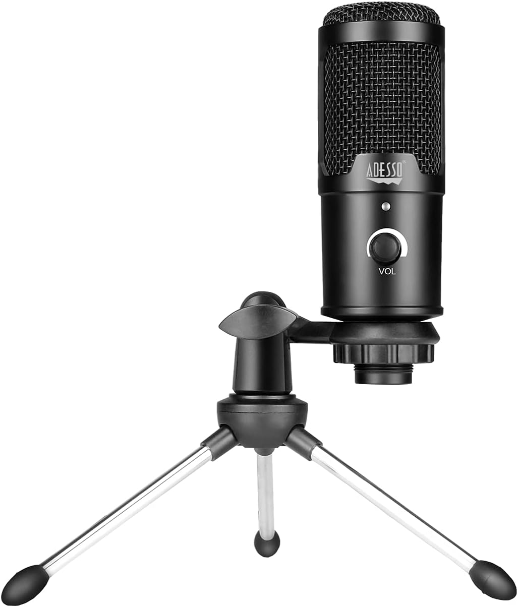 Adesso Xtream M4 Cardioid Condenser USB Microphone, Black