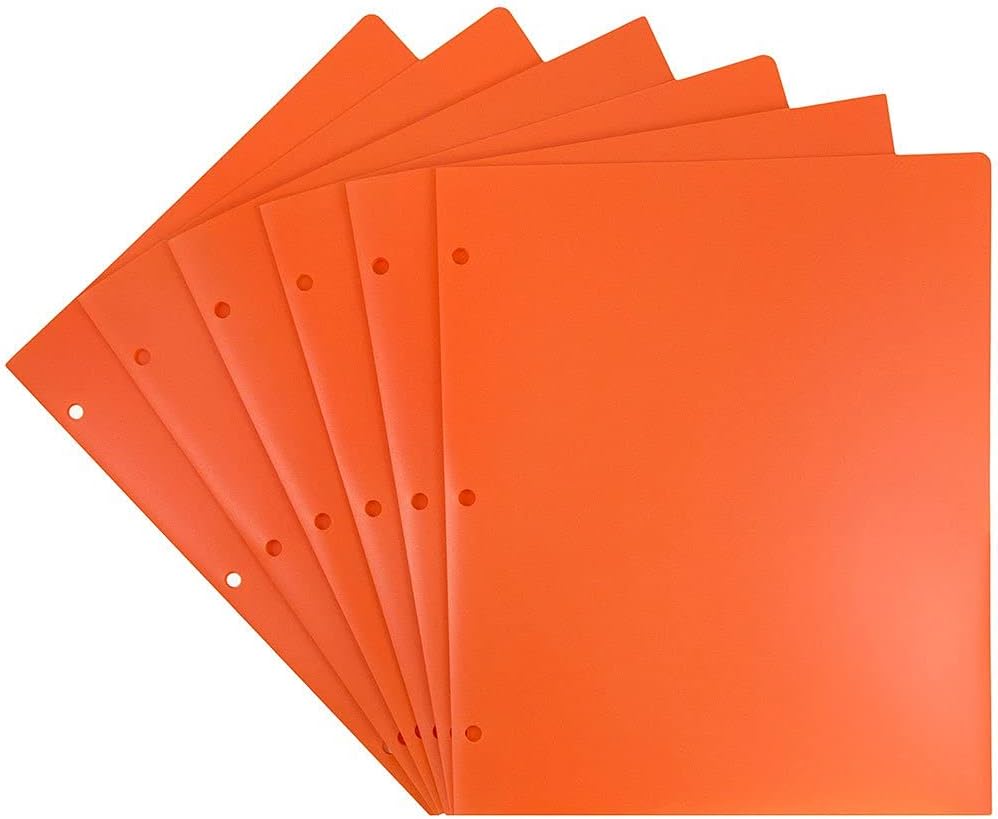 JAM PAPER Heavy Duty Plastic 3-Hole Punched 2-Pocket Presentation Folders