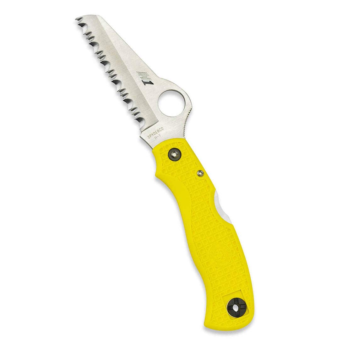 Spyderco Saver Salt Knife with 3.09" H-1 Corrosion-Resistant Stainless Steel Blade and Lightweight Yellow FRN Handle