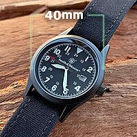 SMITH & WESSON Men's Military Watch with Interchangeable Canvas Straps, Water Resistant, Date Display