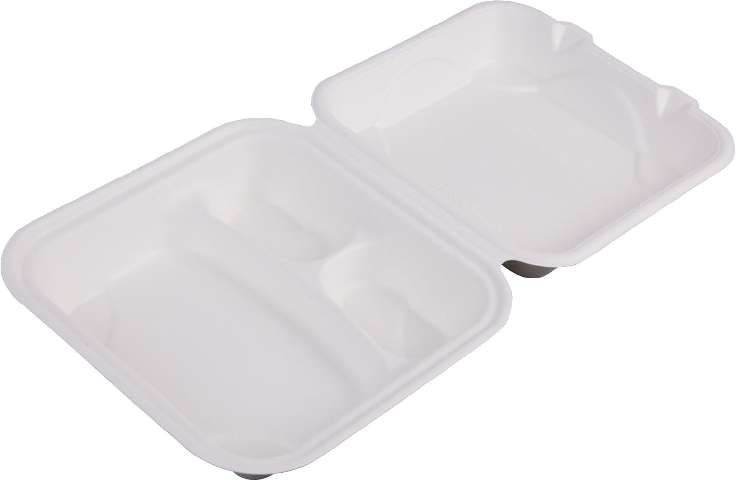 ECO PRODUCTS Compostable 8" Clamshell To Go Containers, Case of 200, 3 Compartment, Square Take Out Food Box
