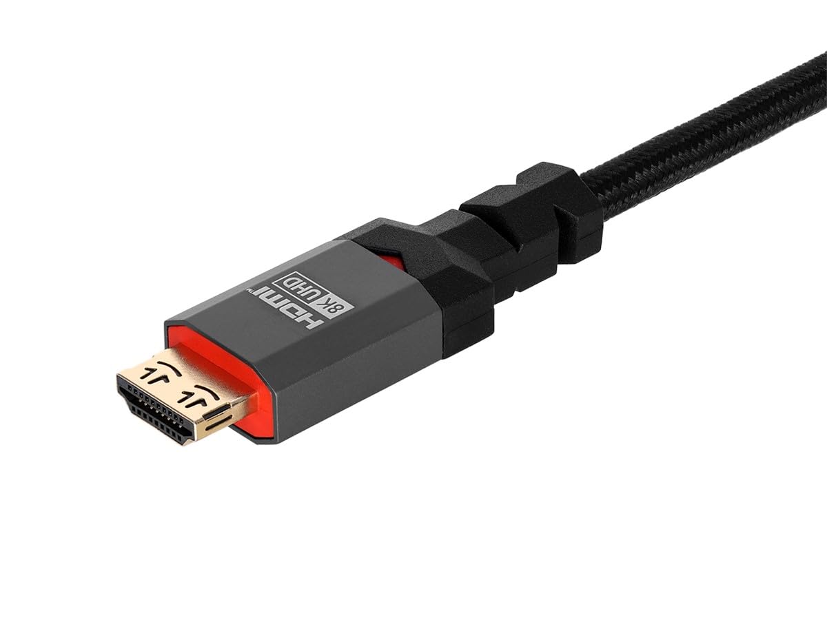 Monoprice 8K Certified Ultra High Speed HDMI Cable - Braided - HDMI 2.1, 8K@60Hz, 4K@120Hz, 48Gbps, HDR, VRR - 7F936F