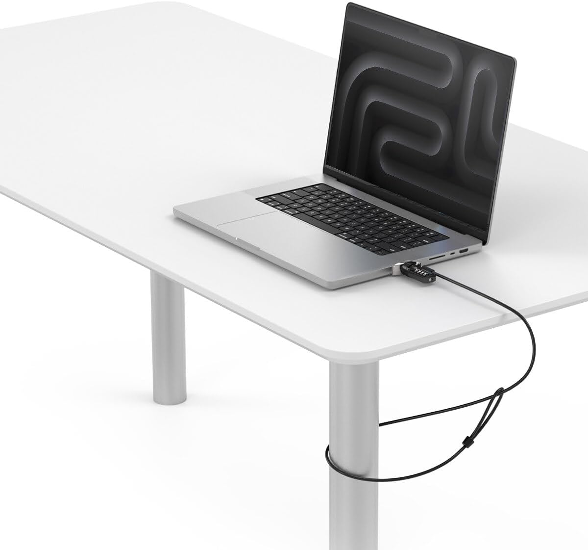 Compulocks Ledge Lock Adapter for MacBook Pro 16" M1, M2, M3, & M4 with Combination Cable Lock Silver