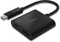 Belkin USB-C to HDMI + Charge Adapter, HDMI/USB-C(F)/USB-C(M), 2.53", Black