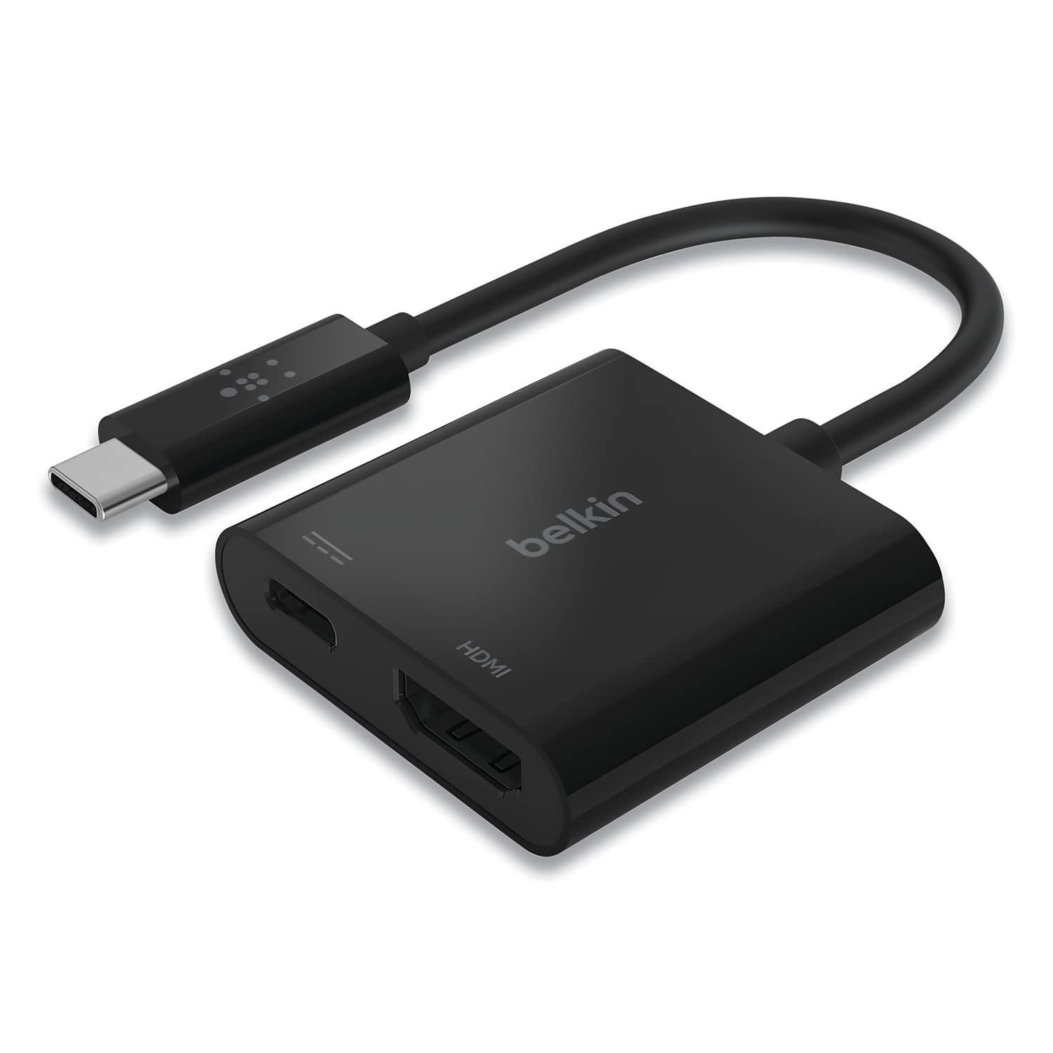 Belkin USB-C to HDMI + Charge Adapter, HDMI/USB-C(F)/USB-C(M), 2.53", Black