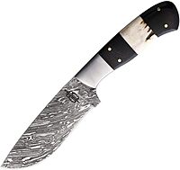 BucknBear Custom Handmade Damascus Steel Cowboy Hunter Fixed Blade Knife (G10/Stag Handle)