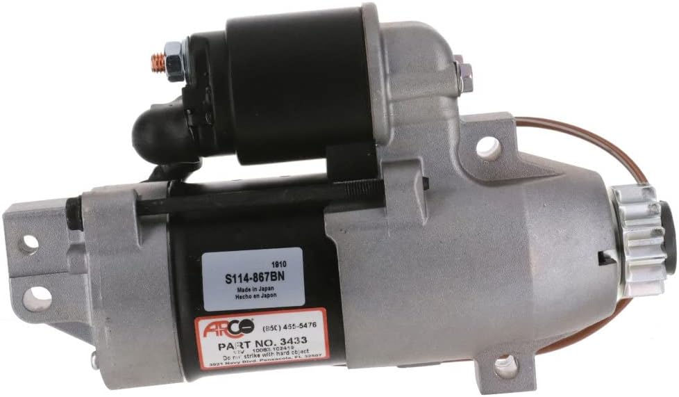 Arco 3433 Outboard Starter for Yamaha 4-Stroke 150 HP (2004+), 250 HP (2005+), 225 HP (2006+), 13-Tooth Drive Gear
