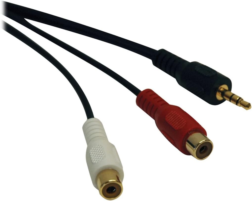 TRIPP LITE P315-06N 6" Audio Y Splitter Adapter Cable 3.5mm Mini Stereo to 2 RCA,Black