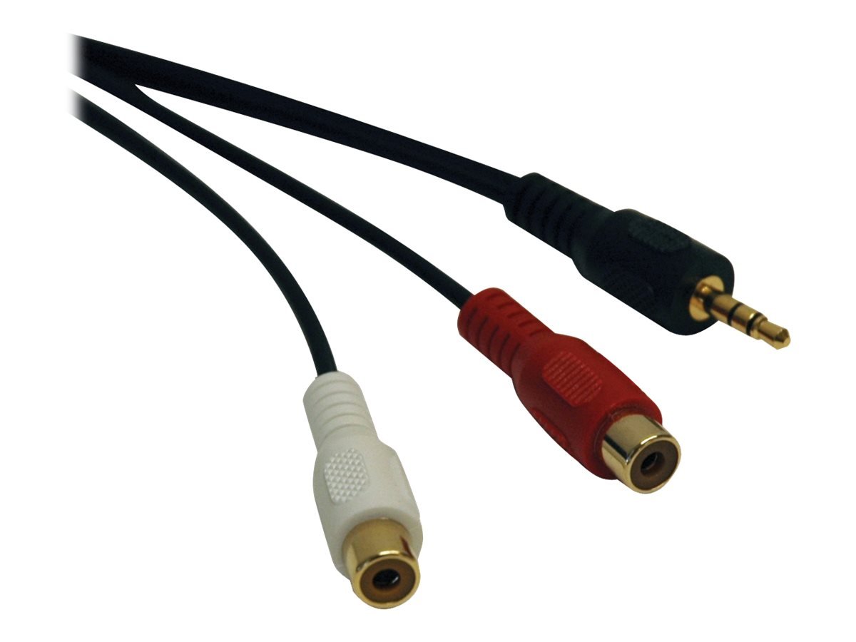 TRIPP LITE P315-06N 6" Audio Y Splitter Adapter Cable 3.5mm Mini Stereo to 2 RCA,Black