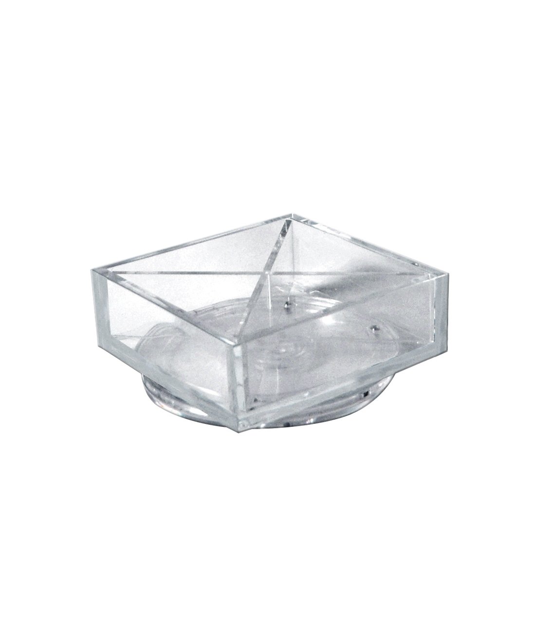 Azar Displays 4-Compartment Square Tray Revolving Desk Organizers, 2-1/2inH x 6inW x 6inD, Clear, Pack Of 2 Organizers