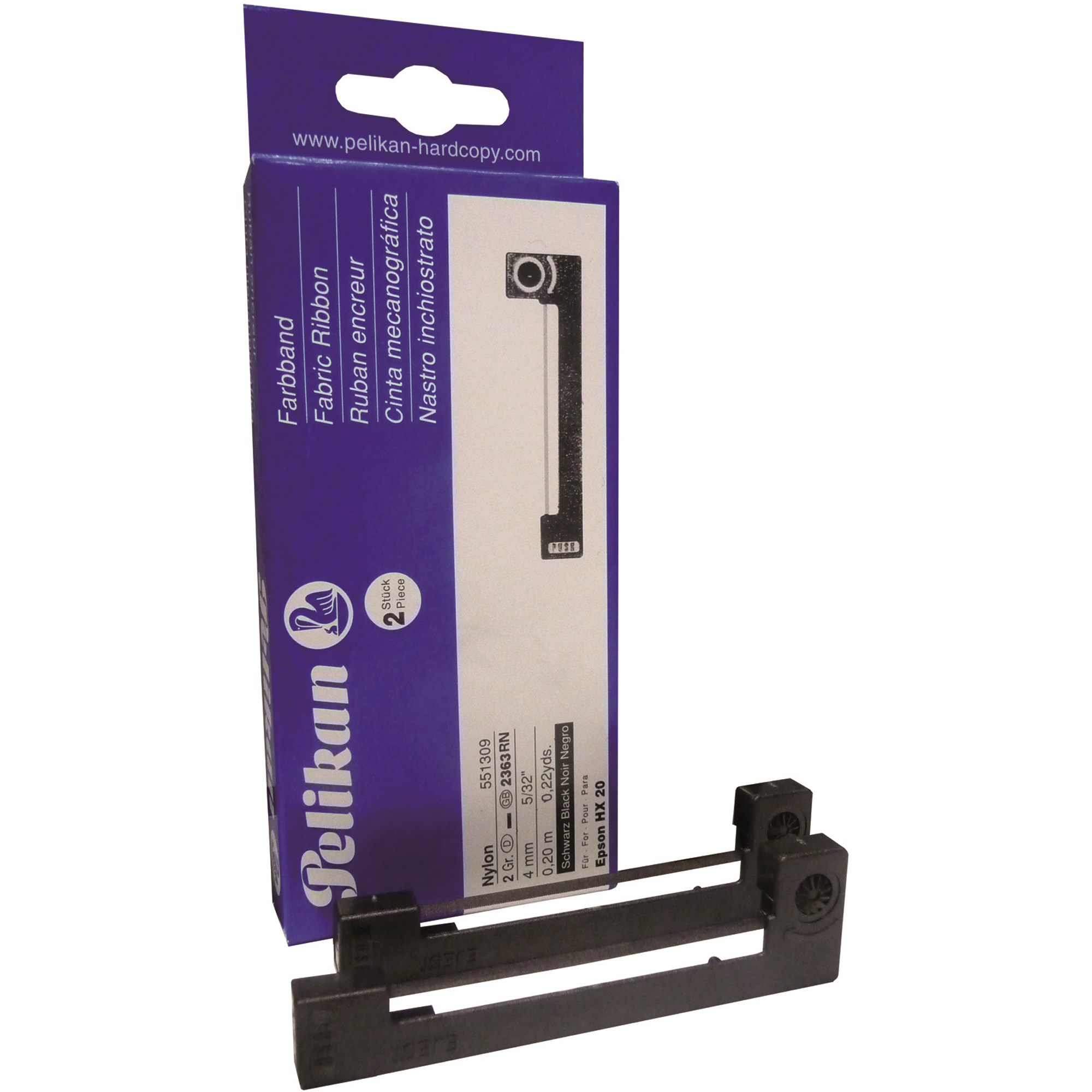 Pelikan 551309 Ribbons Compatible With Epson HX20 And ERC09 Pack  Of 2 Black