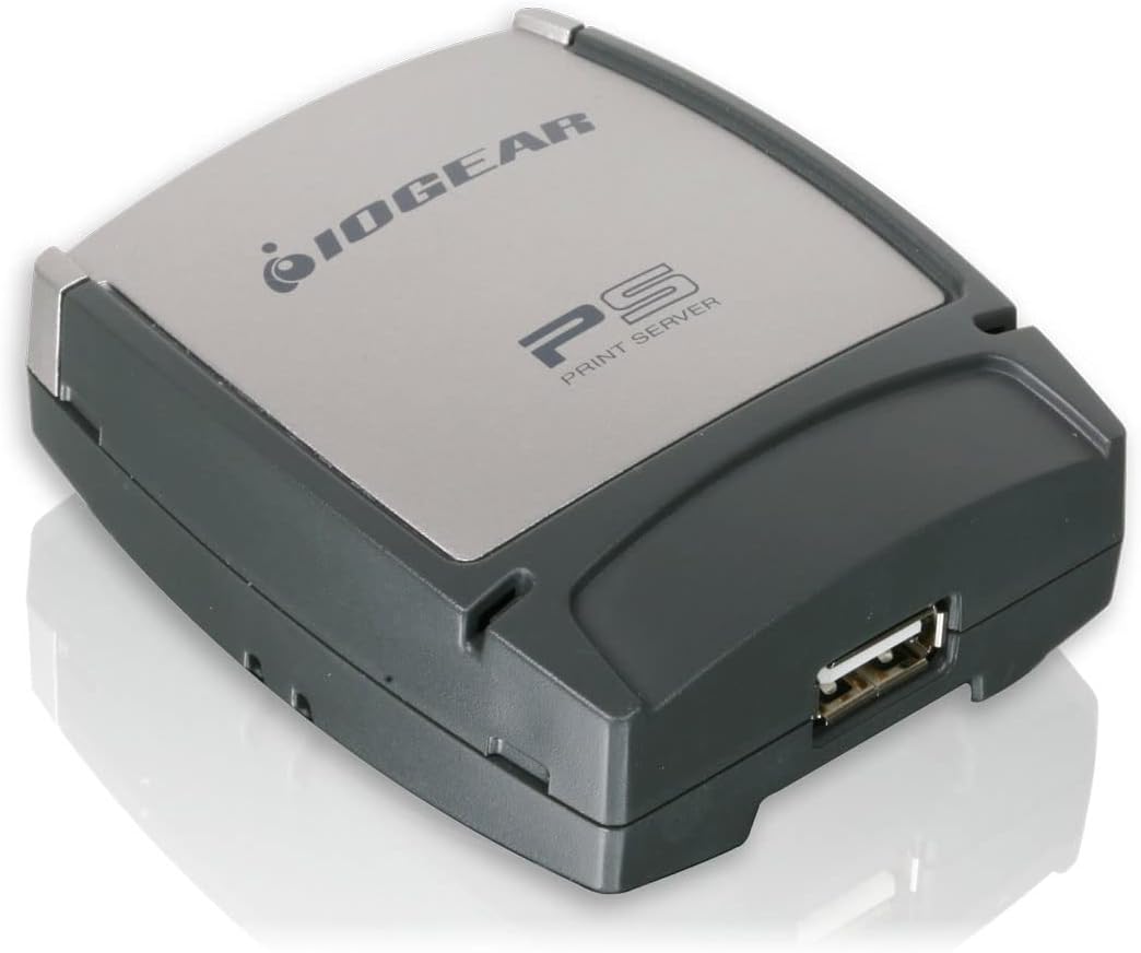 IOGEAR 1-Port USB 2.0 Print Server, GPSU21 3INCH LONGX 2 INCH WIDE English Print Server