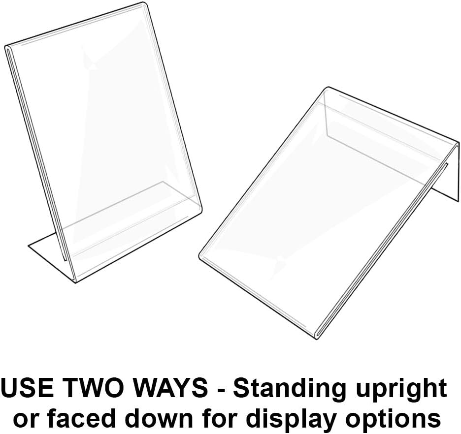 Azar Displays Acrylic L-Shaped Sign Holders, Clear - Pack of 10