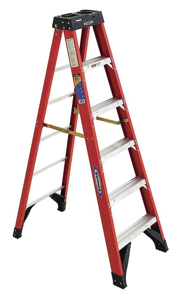 Stepladder,Fiberglass,6 ft. H,375 lb Cap