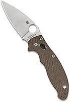 Spyderco C101MPCW2 Manix 2 Brown Canvas with Micarta Handle - CPM CRU-WEAR Steel Blade, PlainEdge, Full-Flat Grind