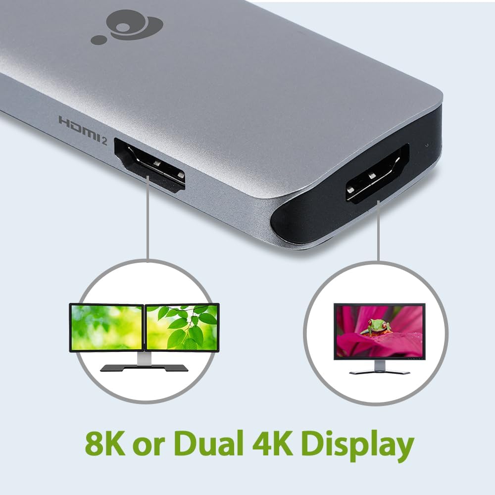 IOGEAR USB-C 6-in-1 Travel Dock 8K Single Monitor Nano Dock Pro Up to 4K in Dual Display Mode
