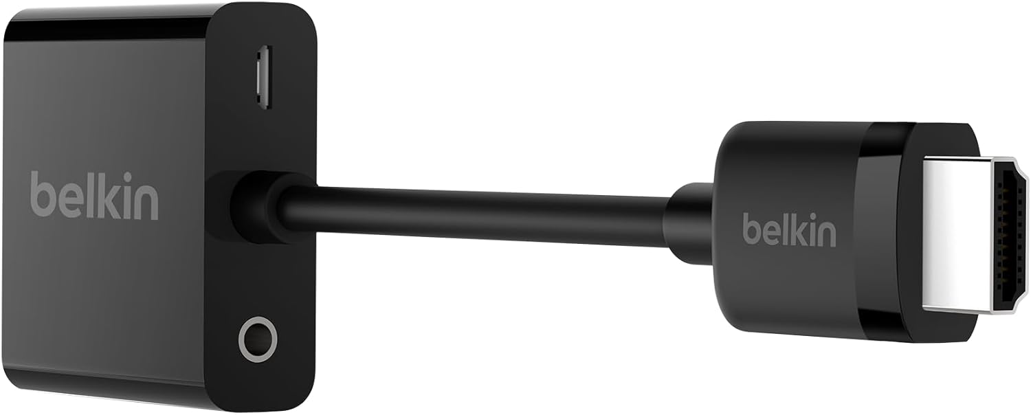 Belkin HDMI to VGA Adapter withMicro-USB Power & Audio Support for Presentations, Gaming