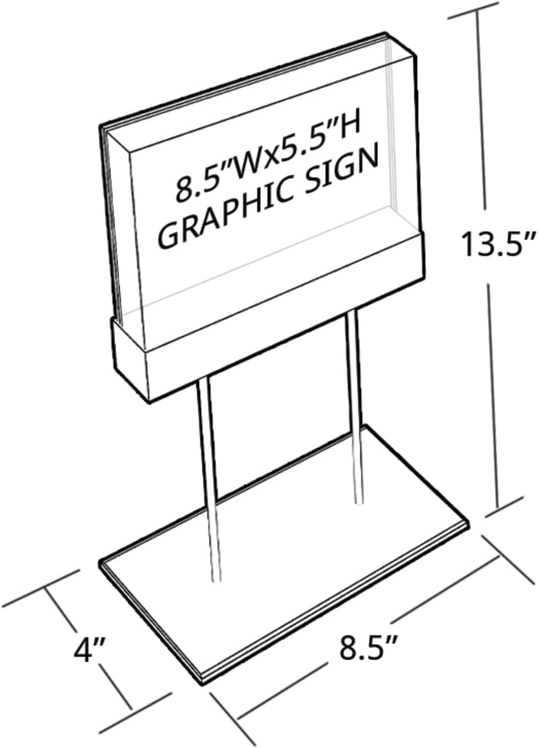 Azar Displays Elite Series Acrylic Block Sign Holder on Chrome Stand