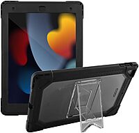 CODi Clear Rugged Case for iPad 10.2" (9th, 8th, 7th Gen) with Kickstand, Shockproof Protection, Asset Tag Window