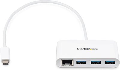 StarTech.com 3 Port USB C Hub withGigabit Ethernet USB Type C to 3 x USB-A Multi Port USB 3.0 Hub for MacBook Pro