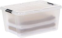 IRIS USA 45 Quart Plastic Storage Container Bin with Latching Lid, Clear, 4 Pack