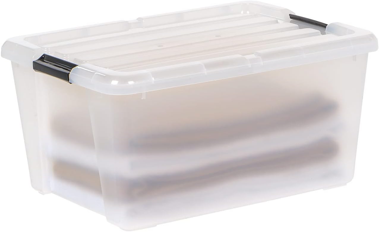 IRIS USA 45 Quart Plastic Storage Container Bin with Latching Lid, Clear, 4 Pack