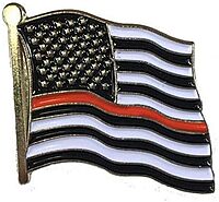 Thin Blue Line Thin Red Line American Flag Pin TRLAM