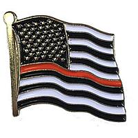 Thin Blue Line Thin Red Line American Flag Pin TRLAM