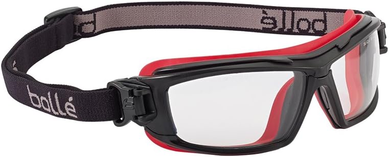 Bolle Safety Ultim8 Ultimate Glasses with Clear Lens, Black/Red, Clear, One Size