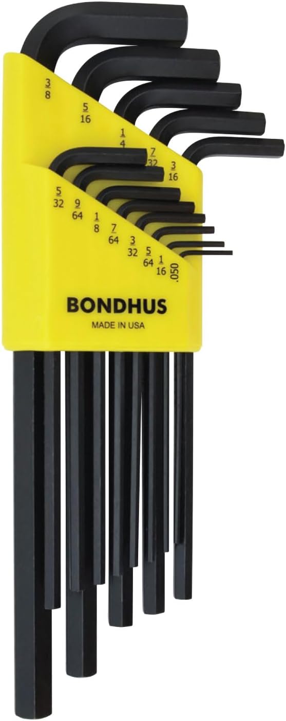Bondhus 12137 Set of 13 Hex L-wrenches, Long Length, sizes .050-3/8"
