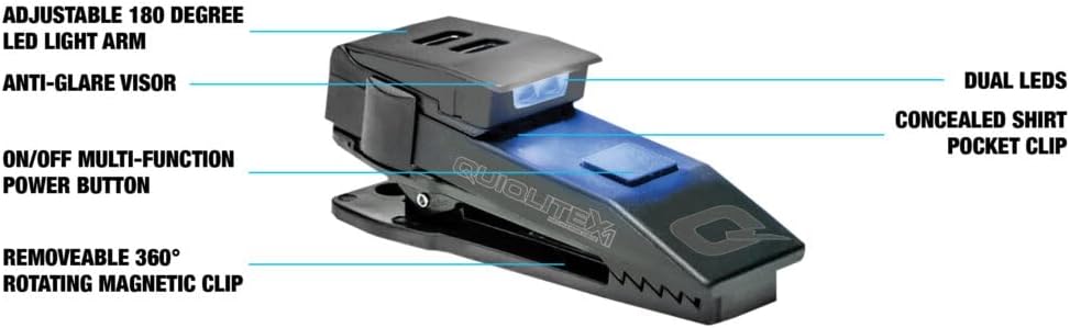 QuiqLiteX1 Tactical Blue/White Hands-Free LED Pocket Light 5/75/150 Lumens