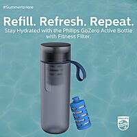 Philips Water GoZero Fitness Filters, Replacement Filter Cartridge, Activated Carbon Fiber Filter, for GoZero Active Bottle, (3 Counts), AWP287/37 Fitness 3 Count (Pack of 1)