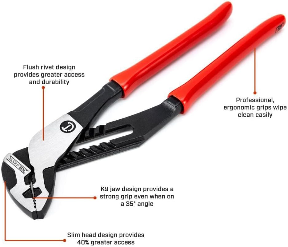 Crescent Z2 K9 Straight Jaw Dipped Handle Tongue & Groove Pliers - Home Improvement, Mechanic