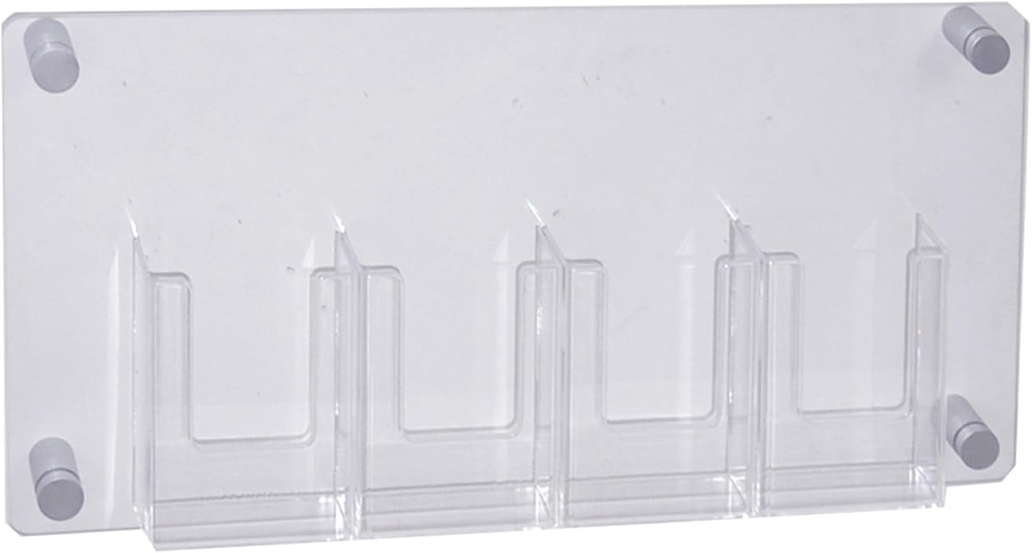 Azar Displays 4-Pocket Trifold Wall-Mount Brochure Holder, 11inH x 23inW x 1-3/8inD, Clear