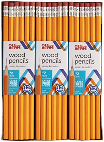 Office Depot® Brand Wood Pencils, #2 HB Medium Lead, Yellow, 12 Pencils Per Pack, Set of 6 Packs