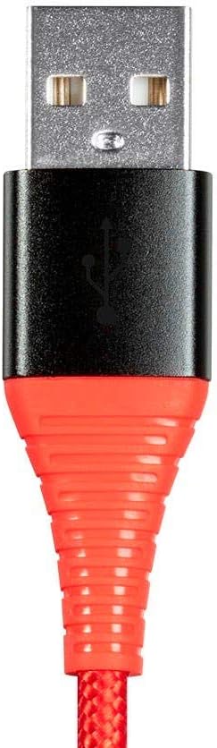 Monoprice USB 2.0 Micro Type-B to Type-A Charge & Sync Cable - Nylon-Braid, 3 Feet, Red - AtlasFlex Series