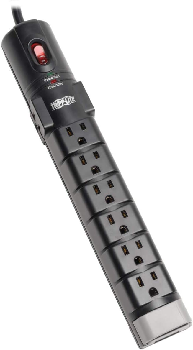 Tripp Lite 8 Outlet Surge Protector Power Strip, 6ft Cord Right Angle Plug, Tel/Modem, & $150K INSURANCE (TLP806TEL)