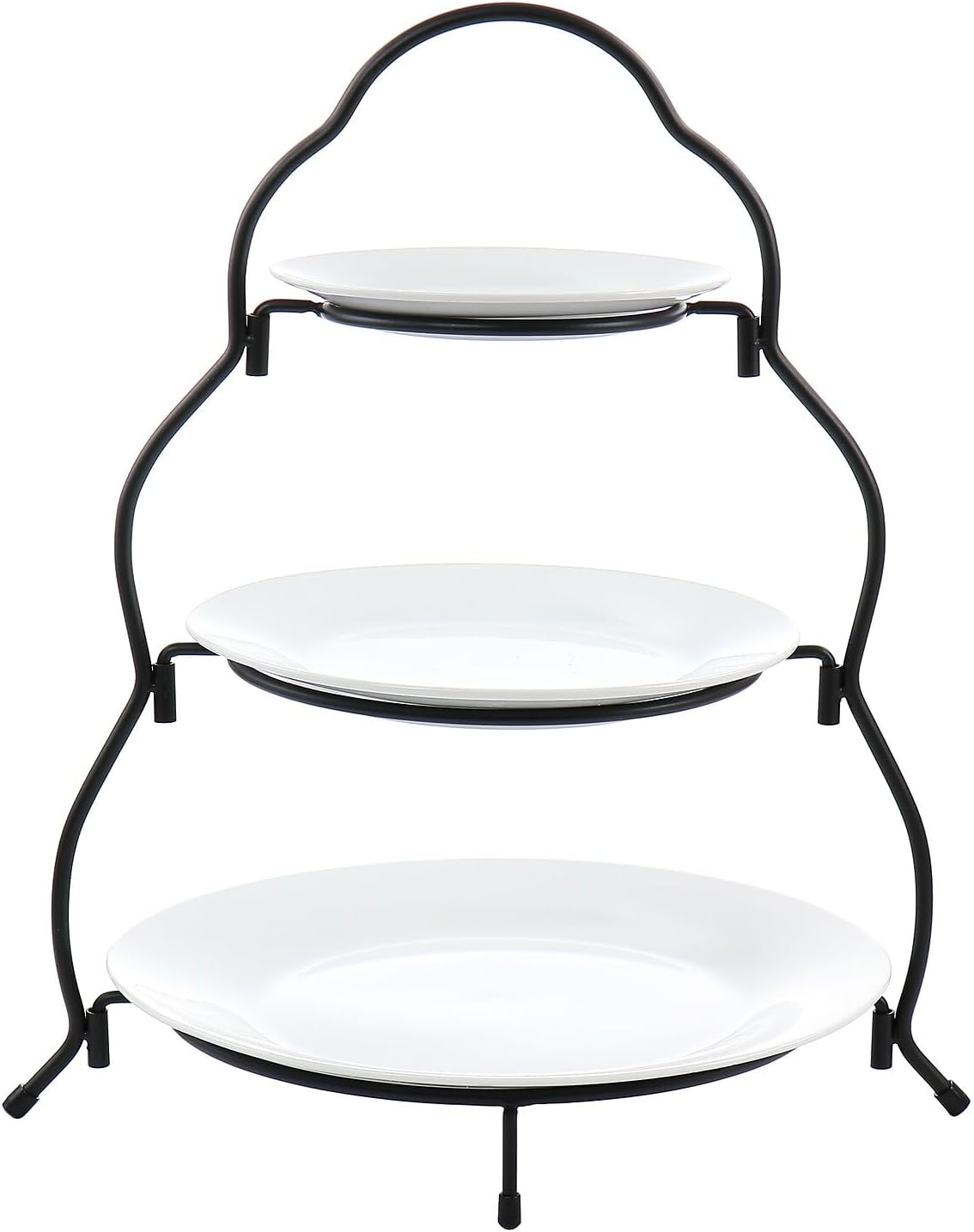 Elama 3-Tier Porcelain Serveware Set with Metal Rack