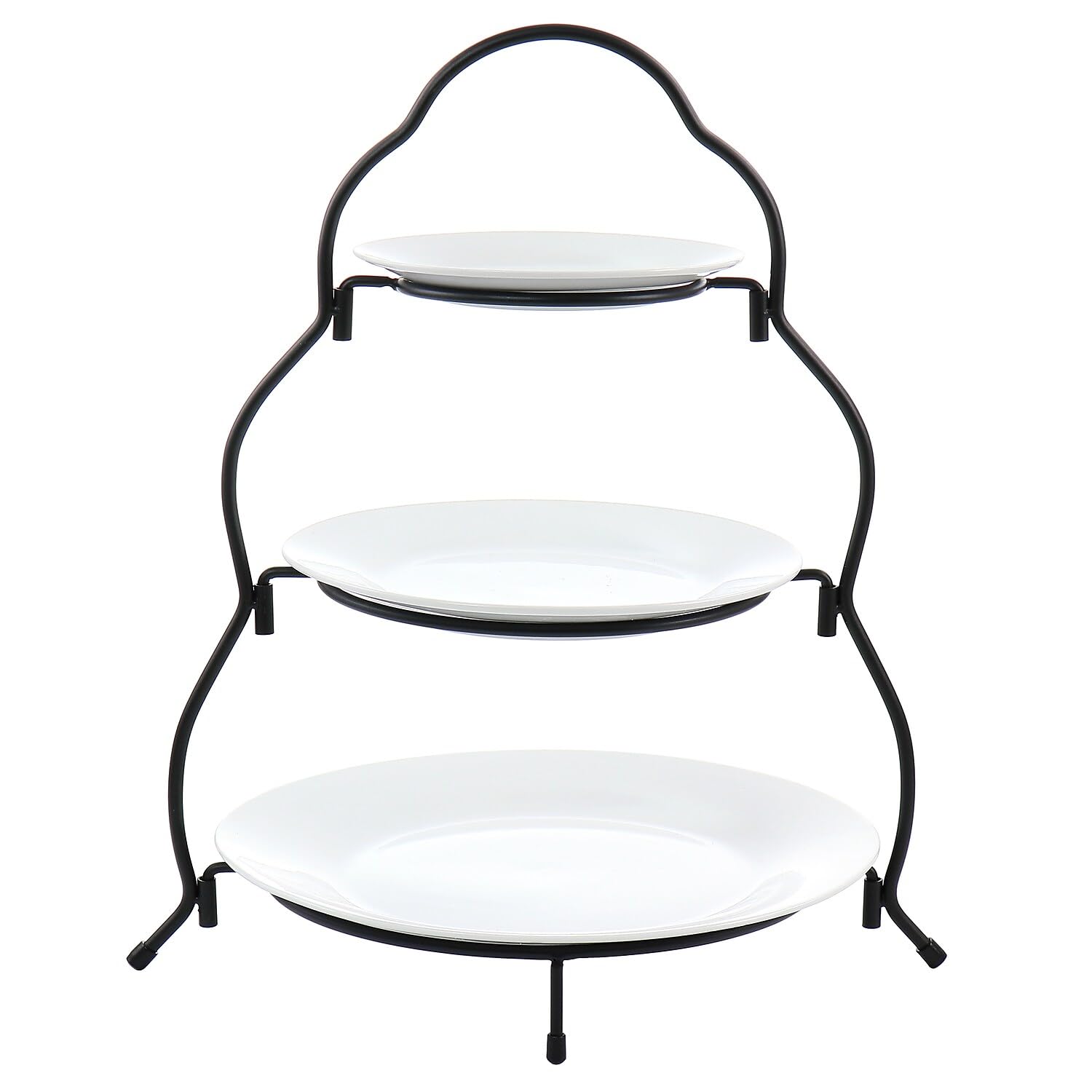 Elama 3-Tier Porcelain Serveware Set with Metal Rack