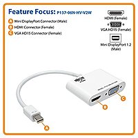 Tripp Lite Mini DisplayPort 1.2 to HDMI/VGA Adapter Converter, 6in, White (P137-06N-HV-V2W)