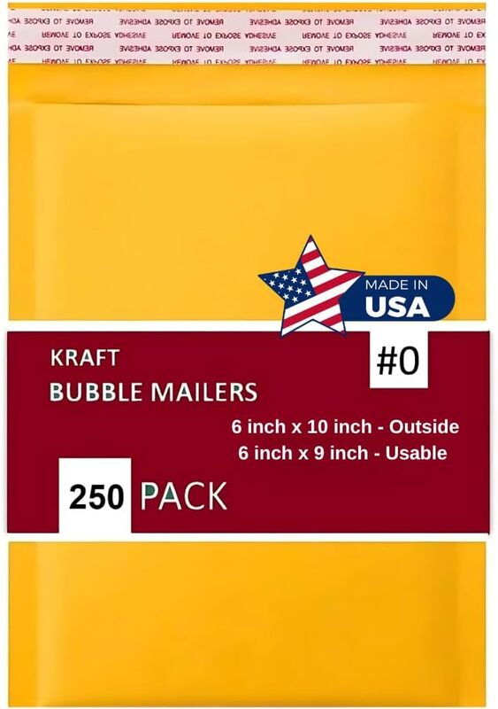 0 - Kraft Bubble Mailer - 250 Padded Self Sealing Envelopes