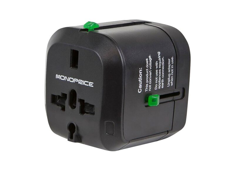 Monoprice Compact Cube Universal Travel Adapter, Supports International Power Outlets, Black