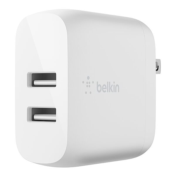 Belkin Dual Port USB Charger Block 24W - iPhone Charger Fast Charging - iPhone 16, 15, 14, iPad Pro, Samsung Galaxy S25