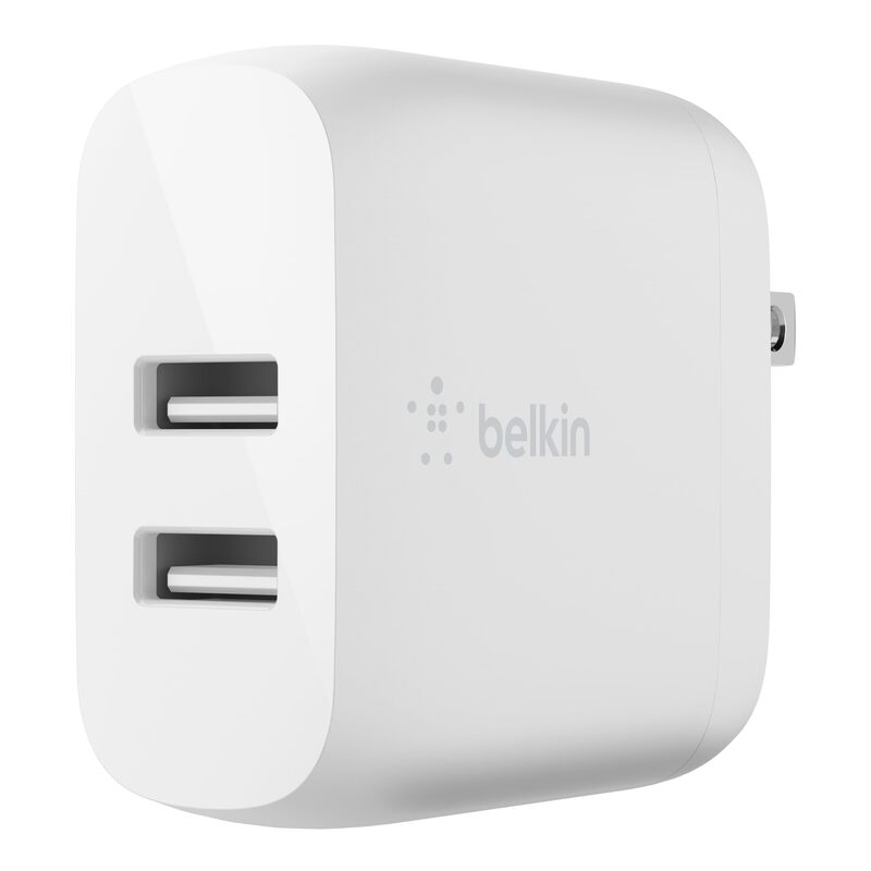 Belkin Dual Port USB Charger Block 24W - iPhone Charger Fast Charging - iPhone 16, 15, 14, iPad Pro, Samsung Galaxy S25