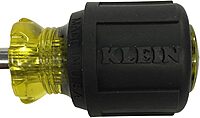 Klein Tools Stubby Screwdriver with Cushion-Grip Handle and 1-1/2-Inch Round Shank