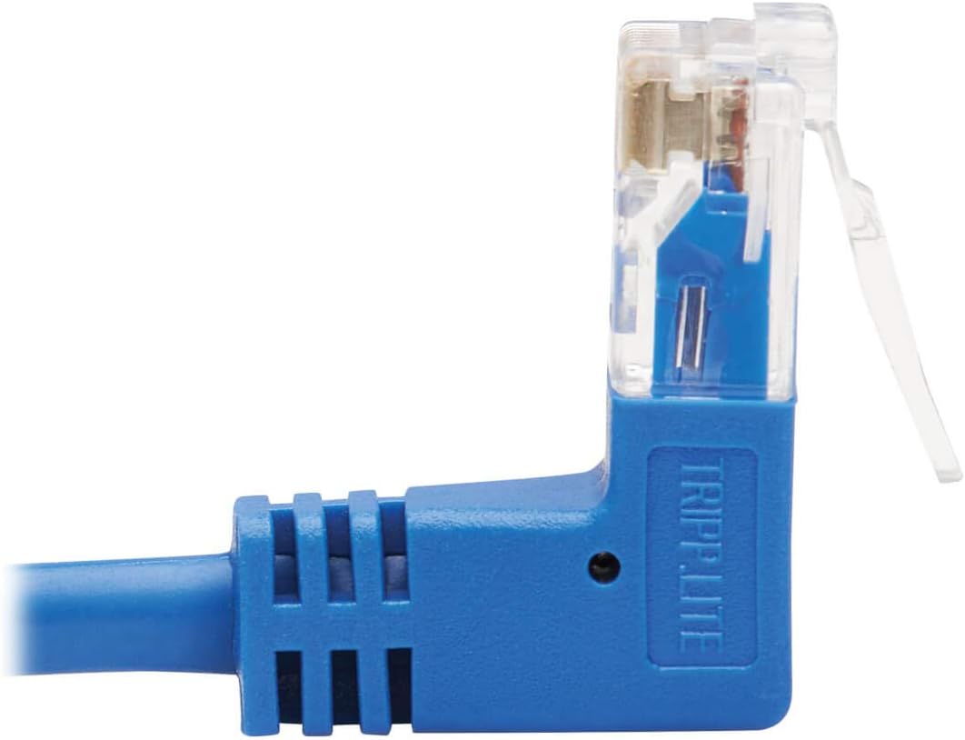Tripp Lite Cat6 Gigabit Molded Slim UTP Network Patch Cable, Blue, RJ45 Angle
